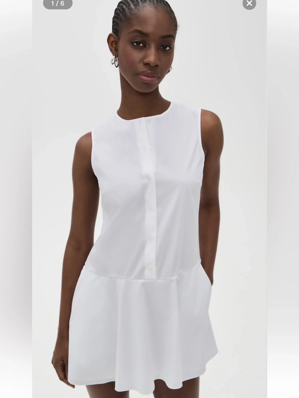 Theory White Sleeveless Button-Front Mini Dress